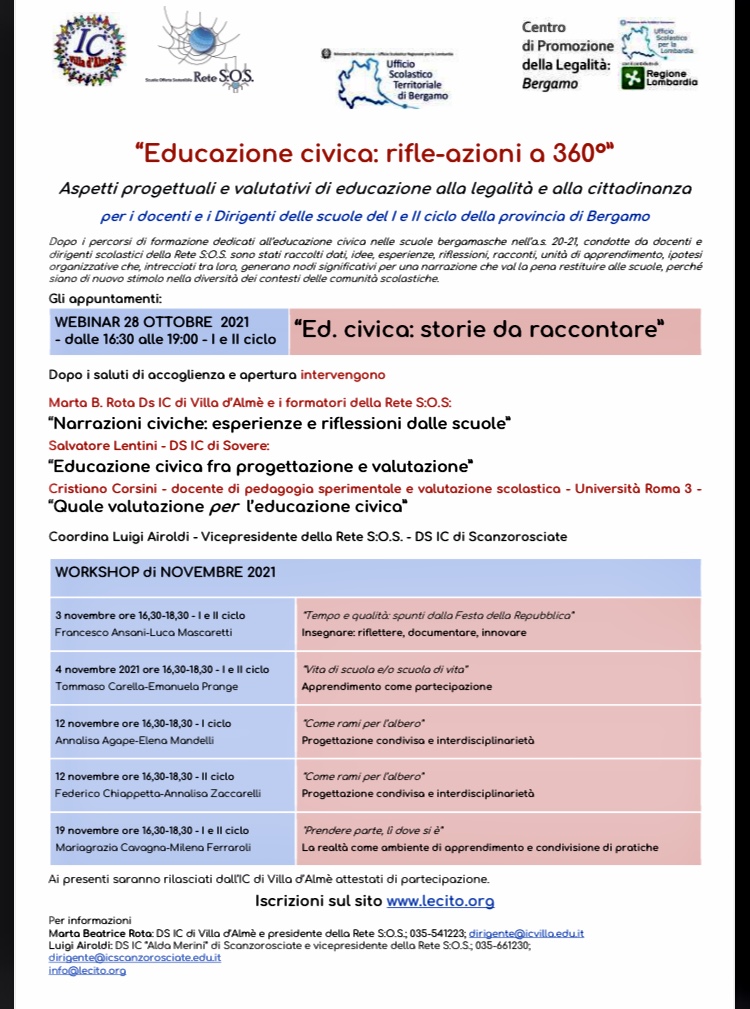 “Educazione civica: rifle-azioni a 360*”: convegno organizzato da Rete SoS