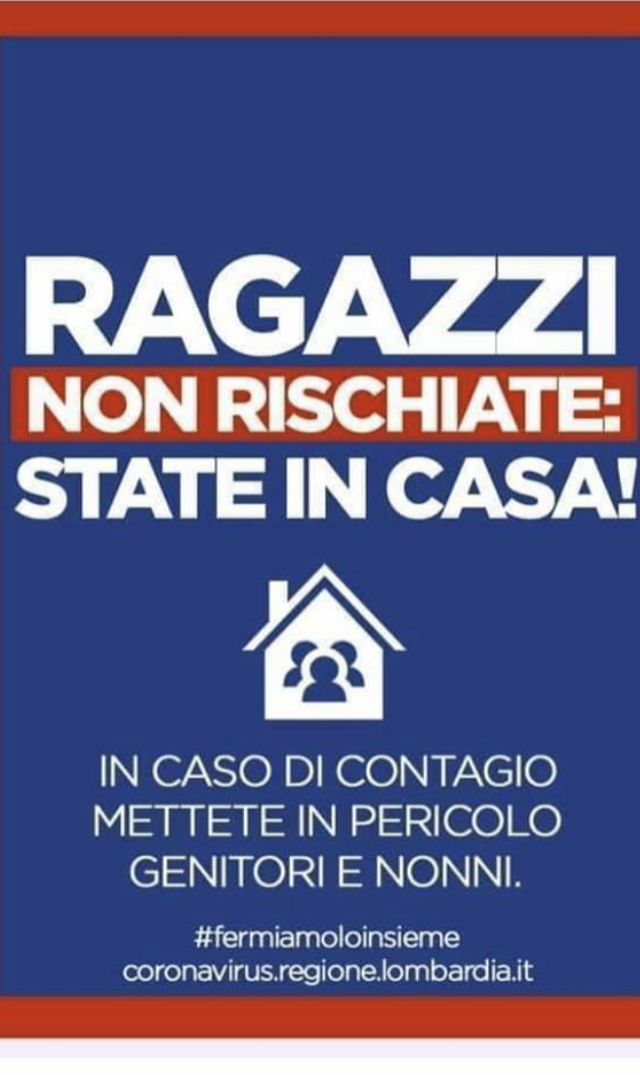 Campagna informativa RAGAZZI NON RISCHIATE: STATE IN CASA!