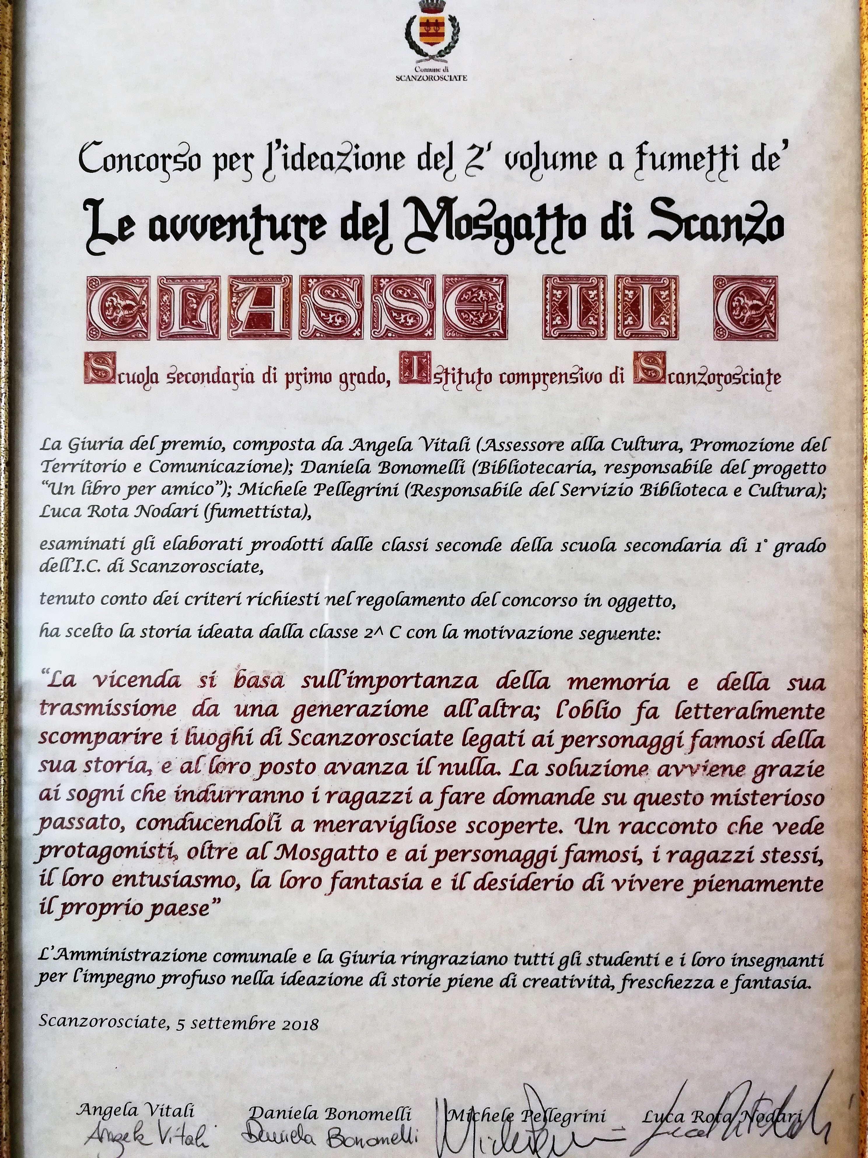 CONCORSO "LE AVVENTURE DEL MOSGATTO" - SCUOLA SECONDARIA DI PRIMO GRADO DI SCANZOROSCIATE