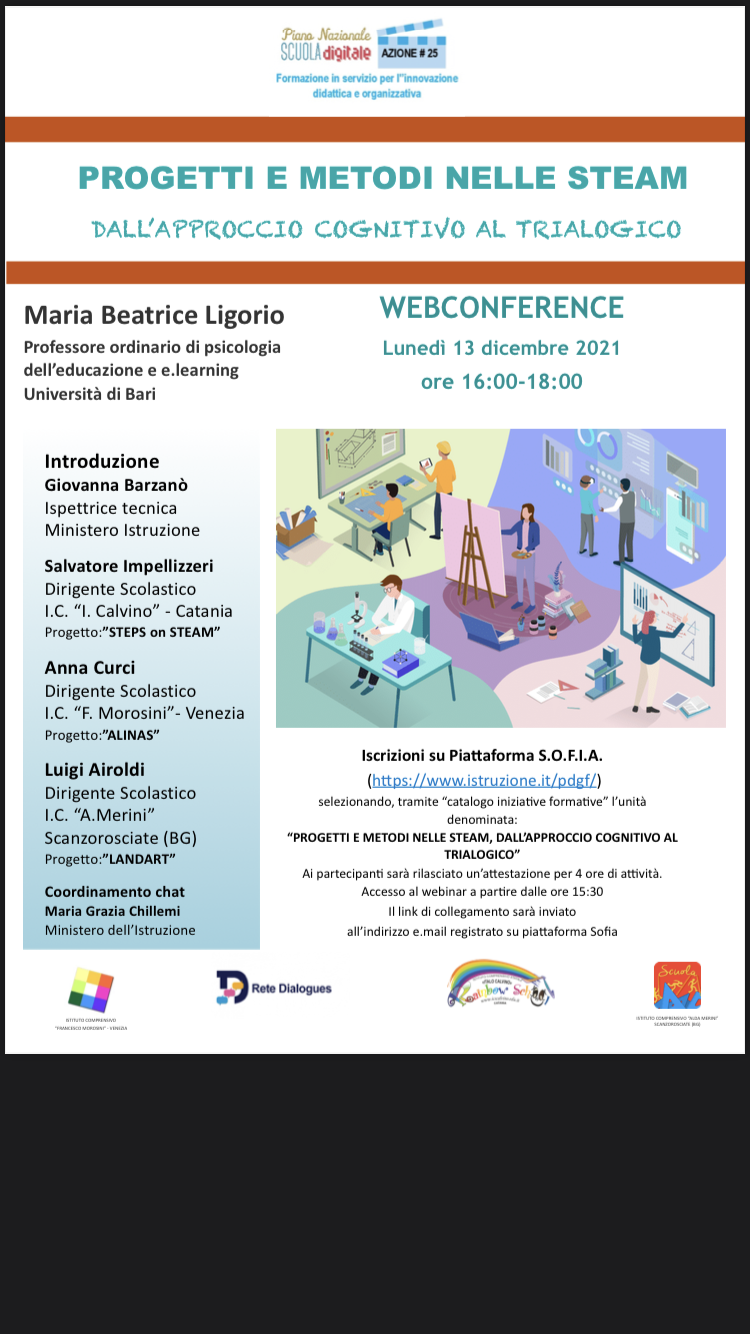 PNSD STEAM - WEBCONFERENCE “PROGETTI E METODI NELLE STEAM: DALL’APPROCCIO COGNITIVO ALL’APPROCCIO TRIALOGICO”