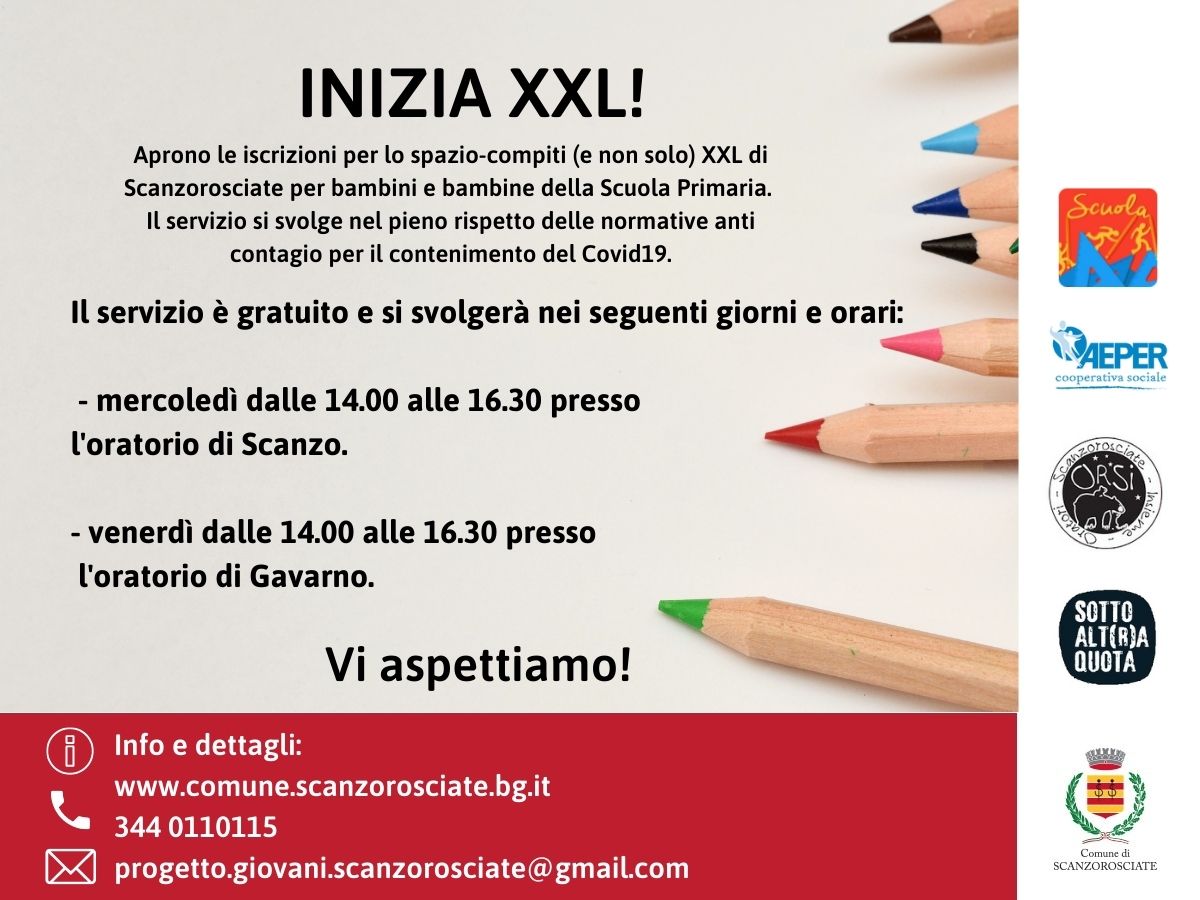 RIPRENDE LO SPAZIO-COMPITI (E NON SOLO) XXL DI SCANZOROSCIATE PER ALUNNI SCUOLA PRIMARIA