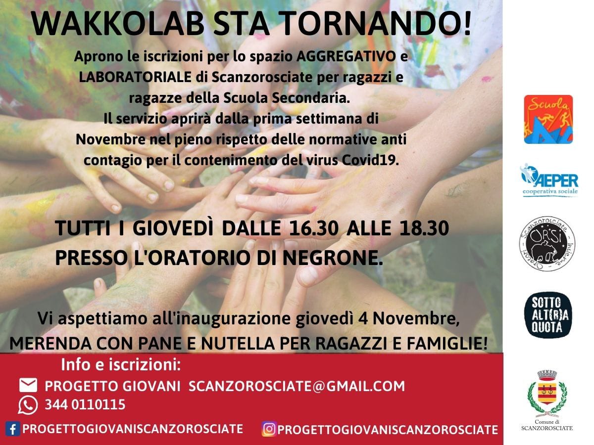 WAKKOLAB STA TORNANDO PER RAGAZZE E RAGAZZI DELLA SECONDARIA DI SCANZOROSCIATE